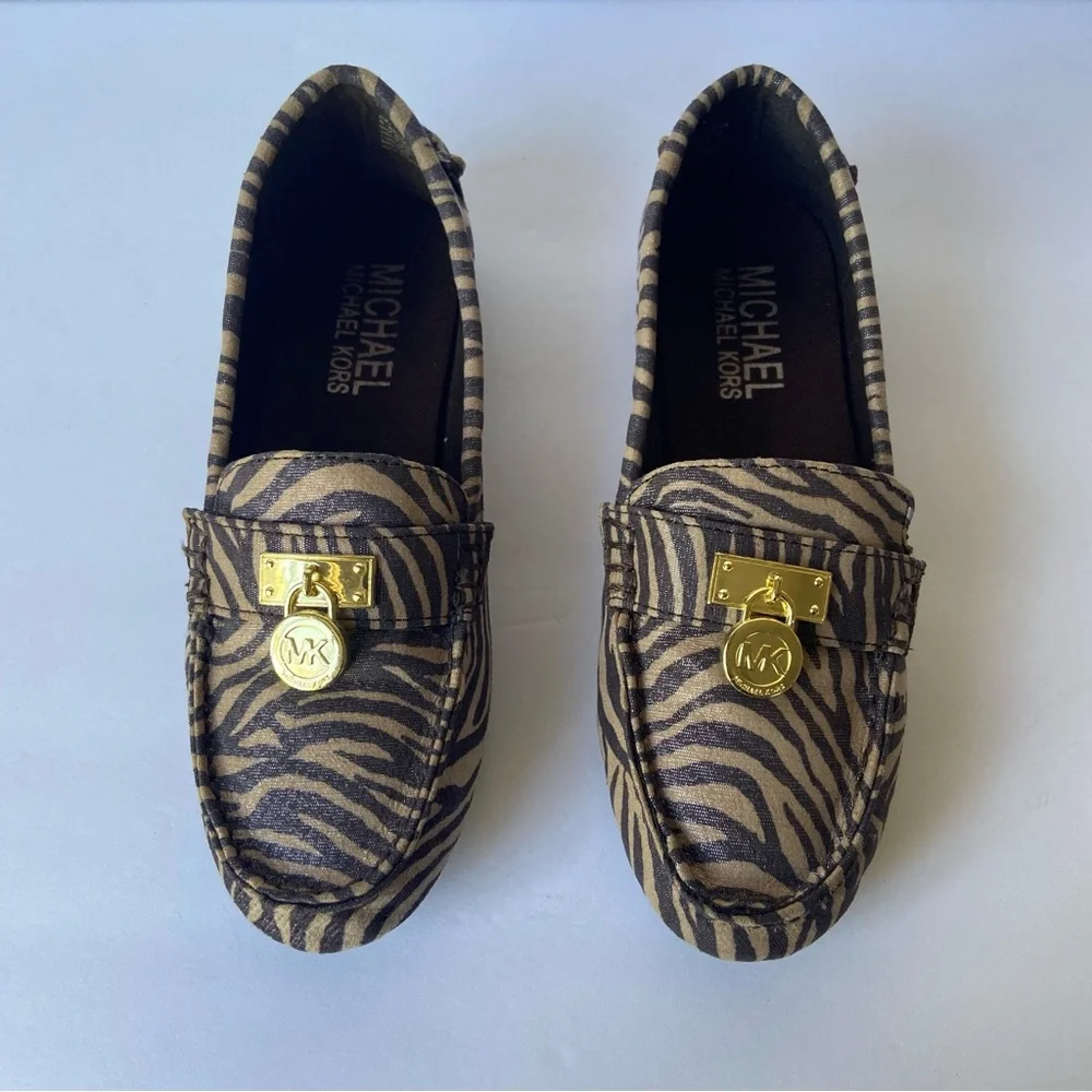 Michael Kors Zoey Zebra Print Loafers Kids Size 2